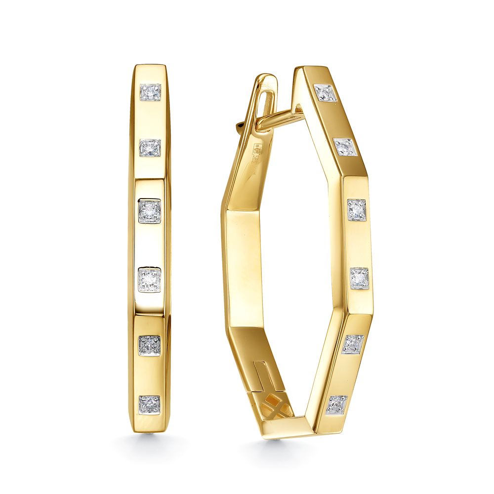 Ювелирное изделие - Серьги из желтого золота с бриллиантами в магазине Best-Gold 157733