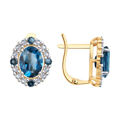 Ювелирное изделие - Серьги из красного золота с топазом и фианитами в магазине Best-Gold 146778