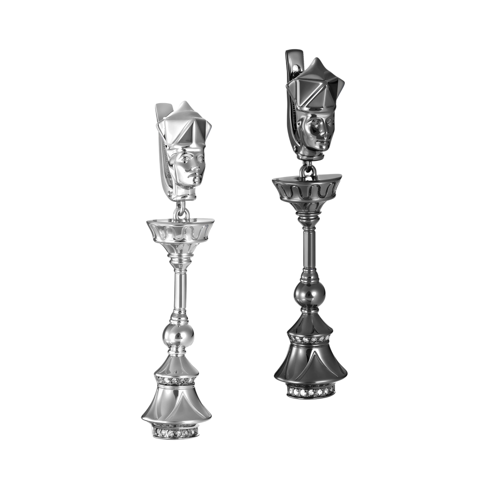 Ювелирное изделие - Серьги из серебра с бриллиантами в магазине Best-Gold 121476