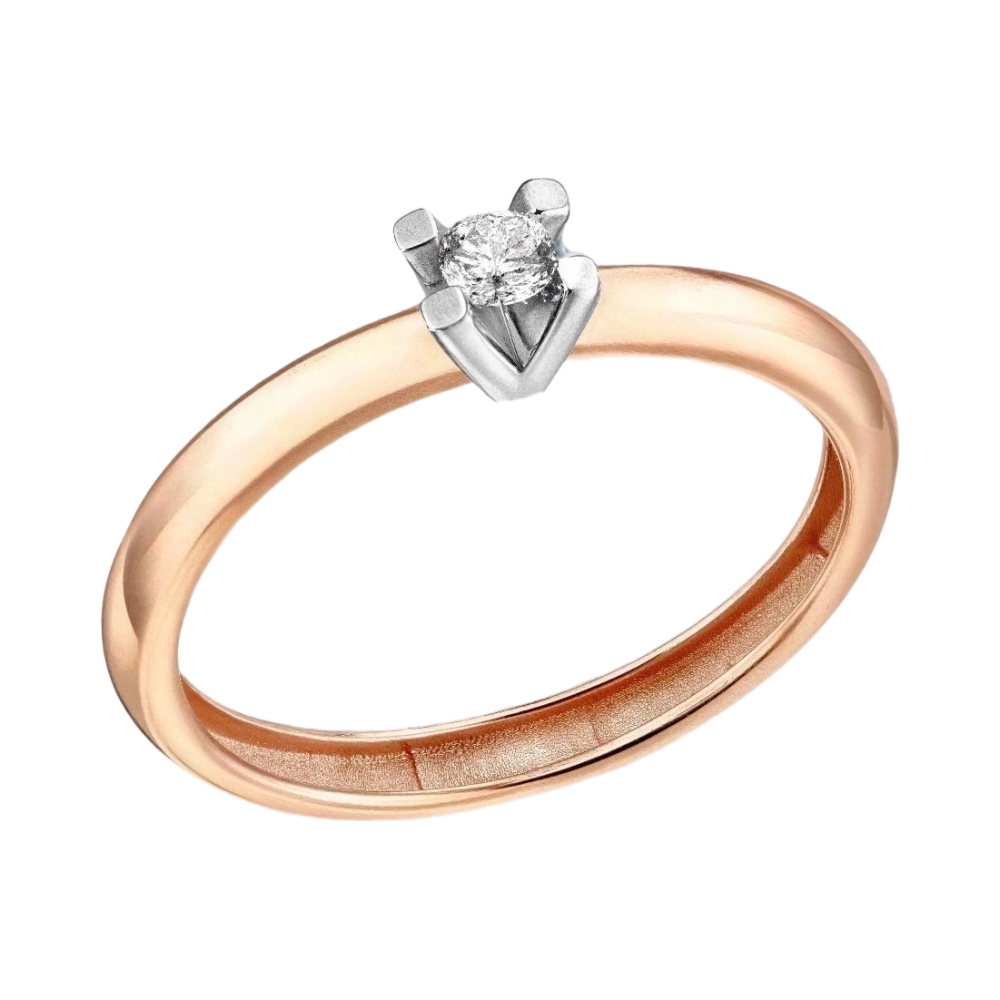 Кольцо из красного золота с бриллиантом