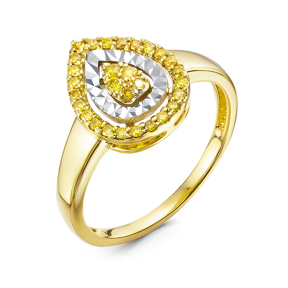 Ювелирное изделие - Кольцо из желтого золота с бриллиантами в магазине Best-Gold 153863