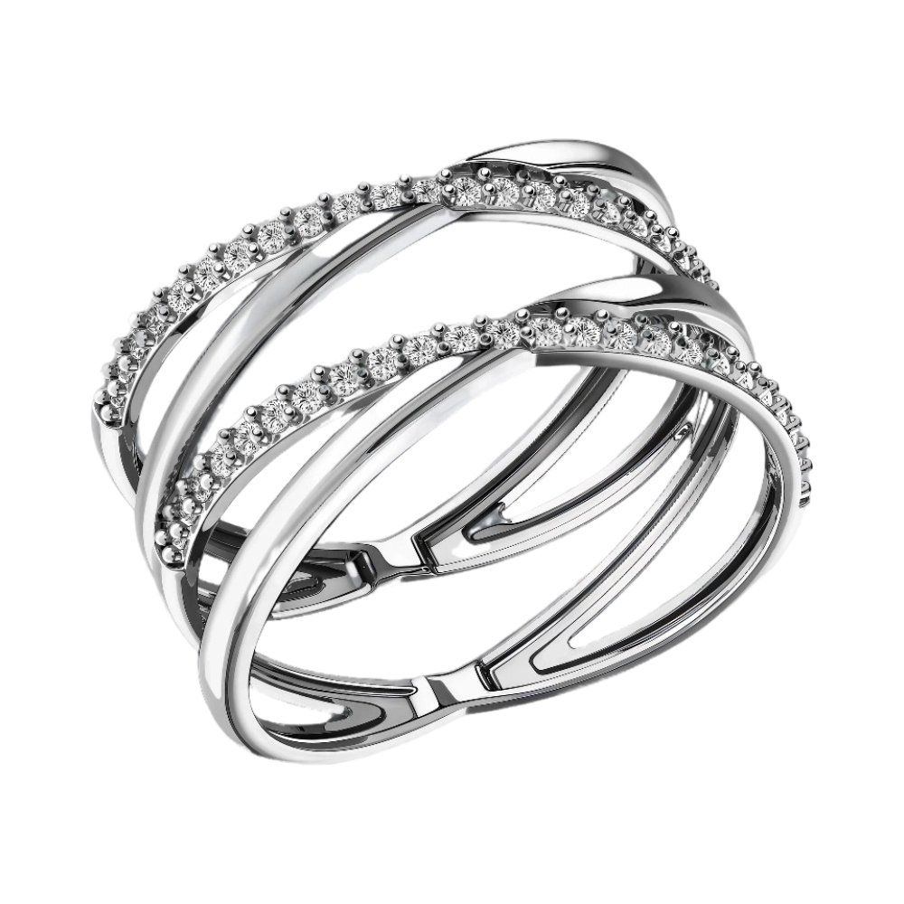 Ювелирное изделие - Кольцо из белого золота с фианитами в магазине Best-Gold 155995