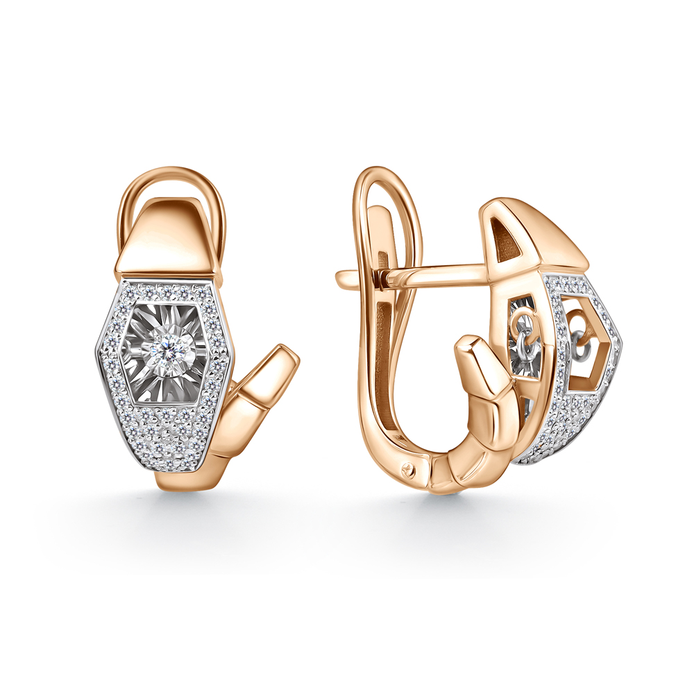 Ювелирное изделие - Серьги из красного золота с бриллиантами в магазине Best-Gold 151364