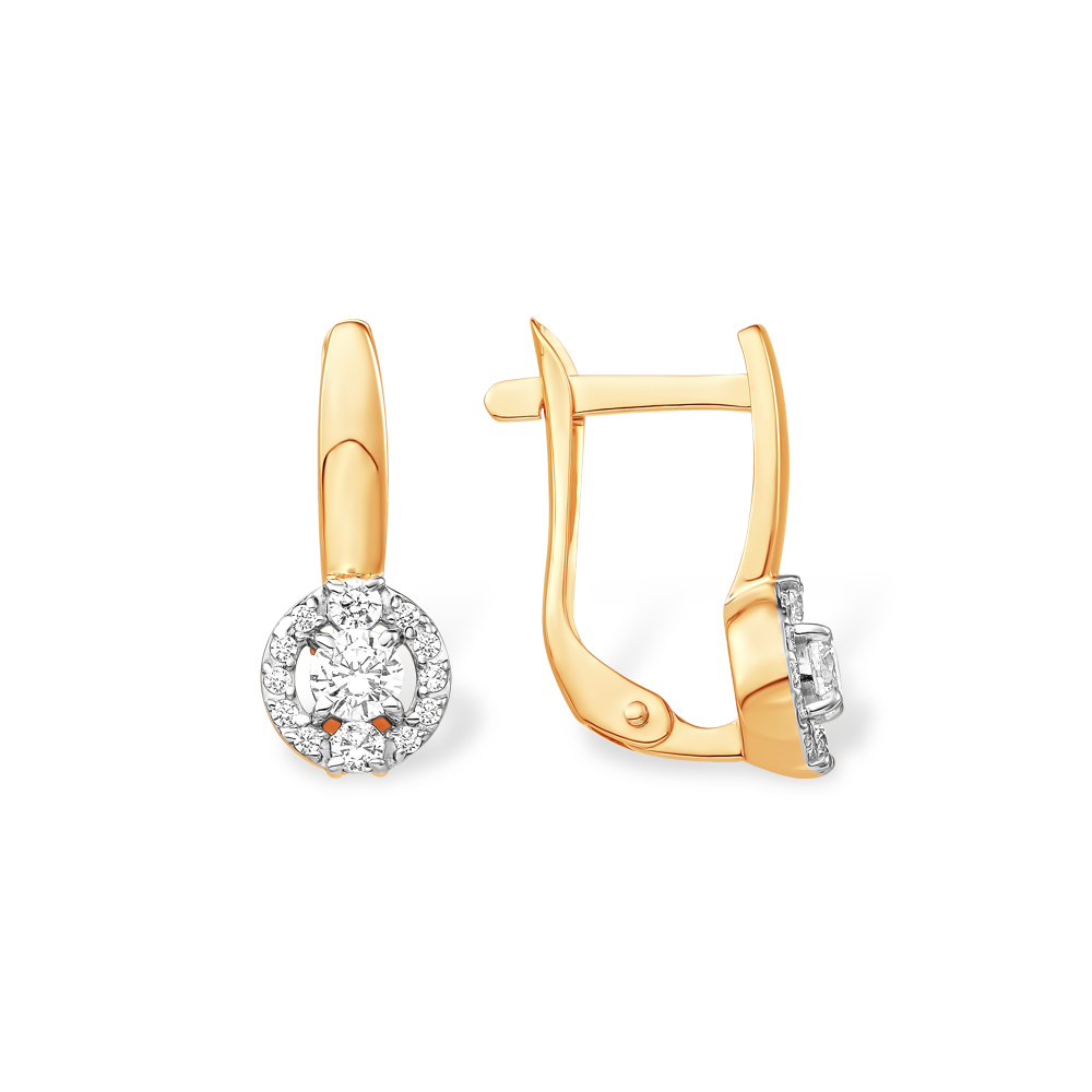 Серьги из красного золота с фианитами