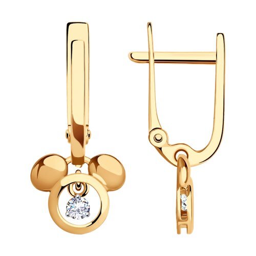 Серьги из красного золота с фианитами Ювелирное изделие - Серьги из красного золота с фианитами в магазине Best-Gold 059087