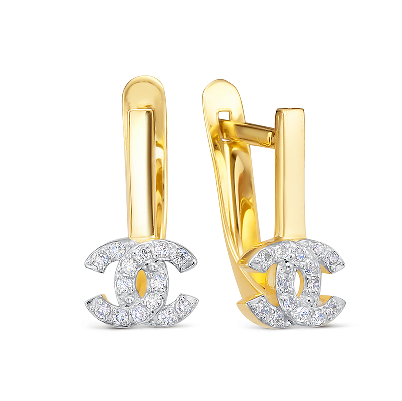 Серьги из жёлтого золота с фианитами Ювелирное изделие - Серьги из жёлтого золота с фианитами в магазине Best-Gold 033197