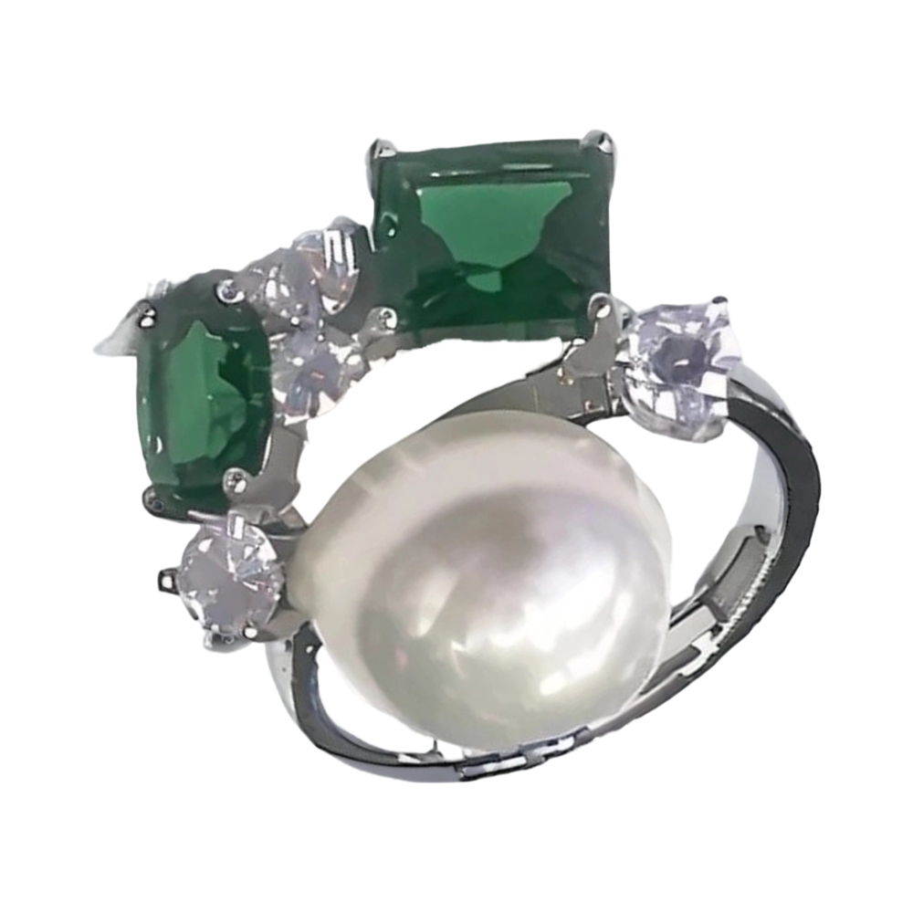 Кольцо из серебра со жемчугом и цирконами Ювелирное изделие - Кольцо из серебра со жемчугом и цирконами в магазине Best-Gold 150904