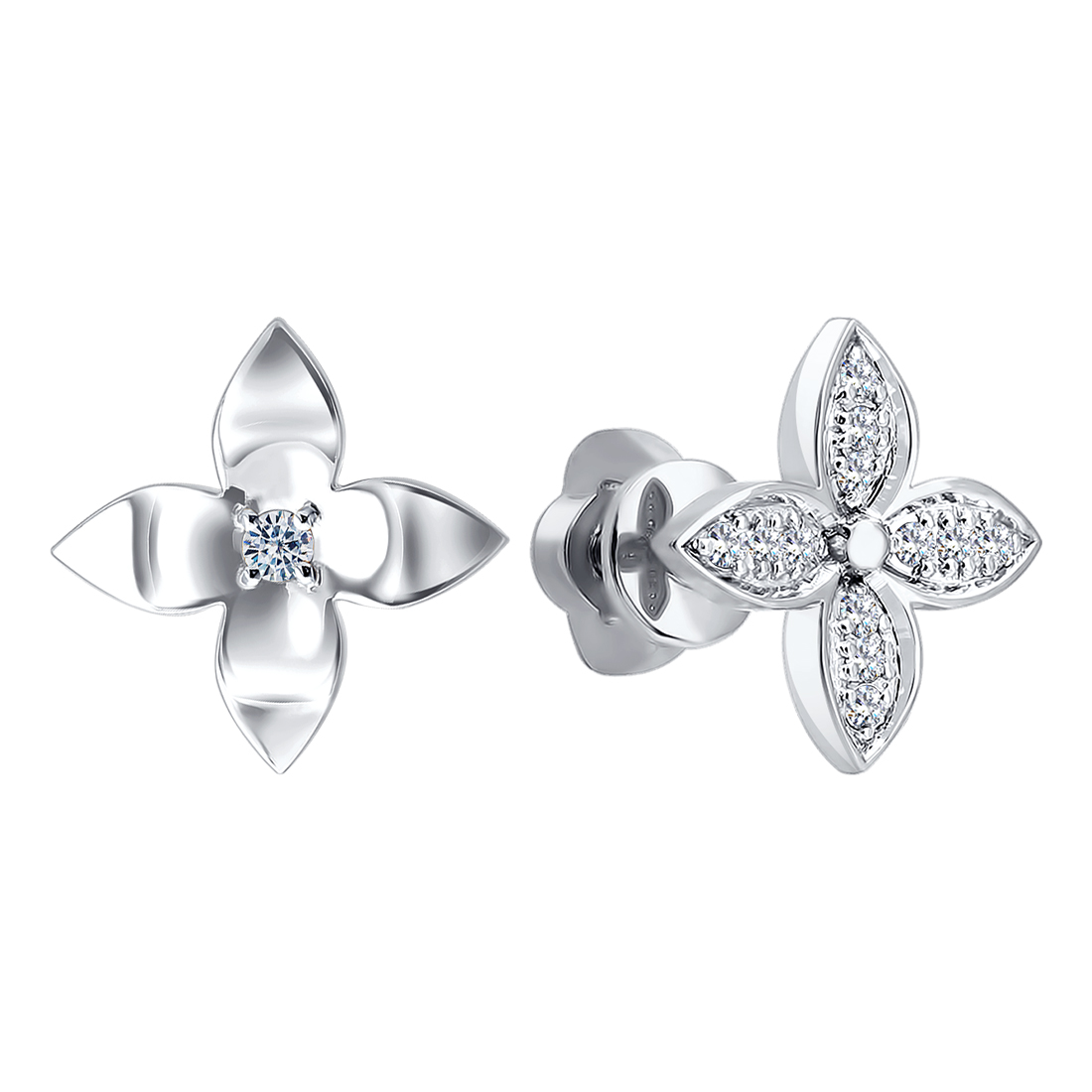 Ювелирное изделие - Серьги из белого золота с бриллиантами в магазине Best-Gold 153567