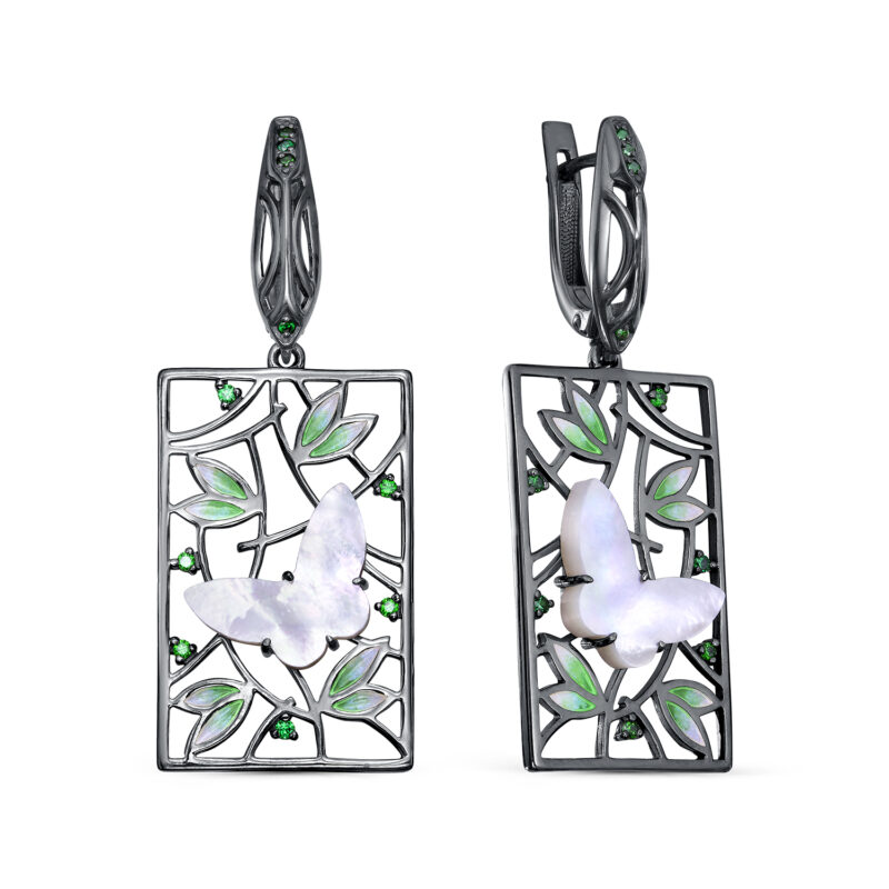 Серьги из серебра с перламутром и фианитами Ювелирное изделие - Серьги из серебра с перламутром и фианитами в магазине Best-Gold 146742