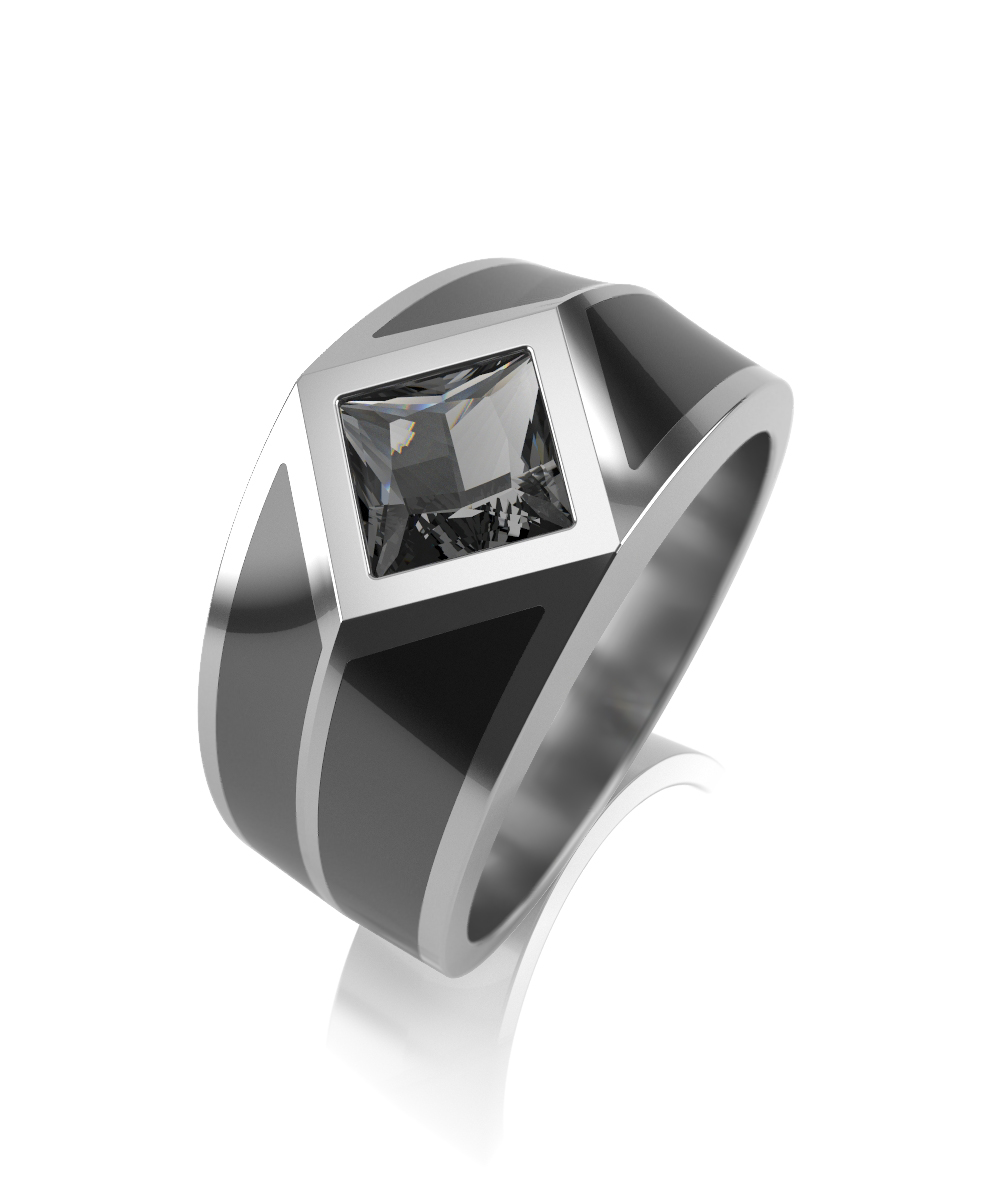Печатка мужская из серебра с керамикой и фианитом Ювелирное изделие - Печатка мужская из серебра с керамикой и фианитом в магазине Best-Gold 019517