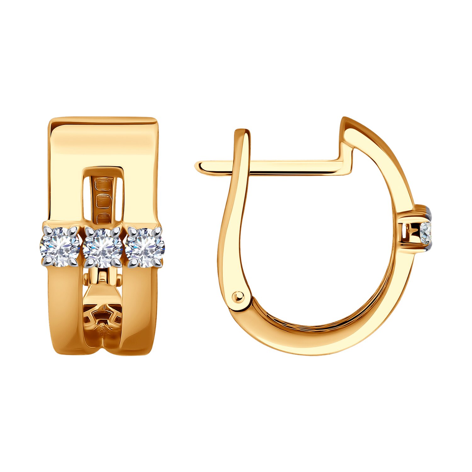 Серьги из красного золота с фианитами Ювелирное изделие - Серьги из красного золота с фианитами в магазине Best-Gold 139352