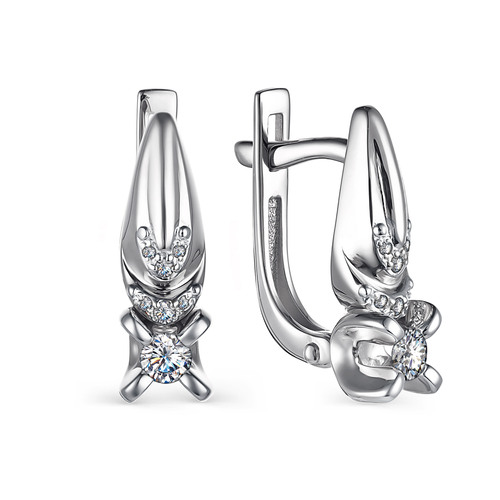 Ювелирное изделие - Серьги из белого золота с бриллиантами в магазине Best-Gold 100326