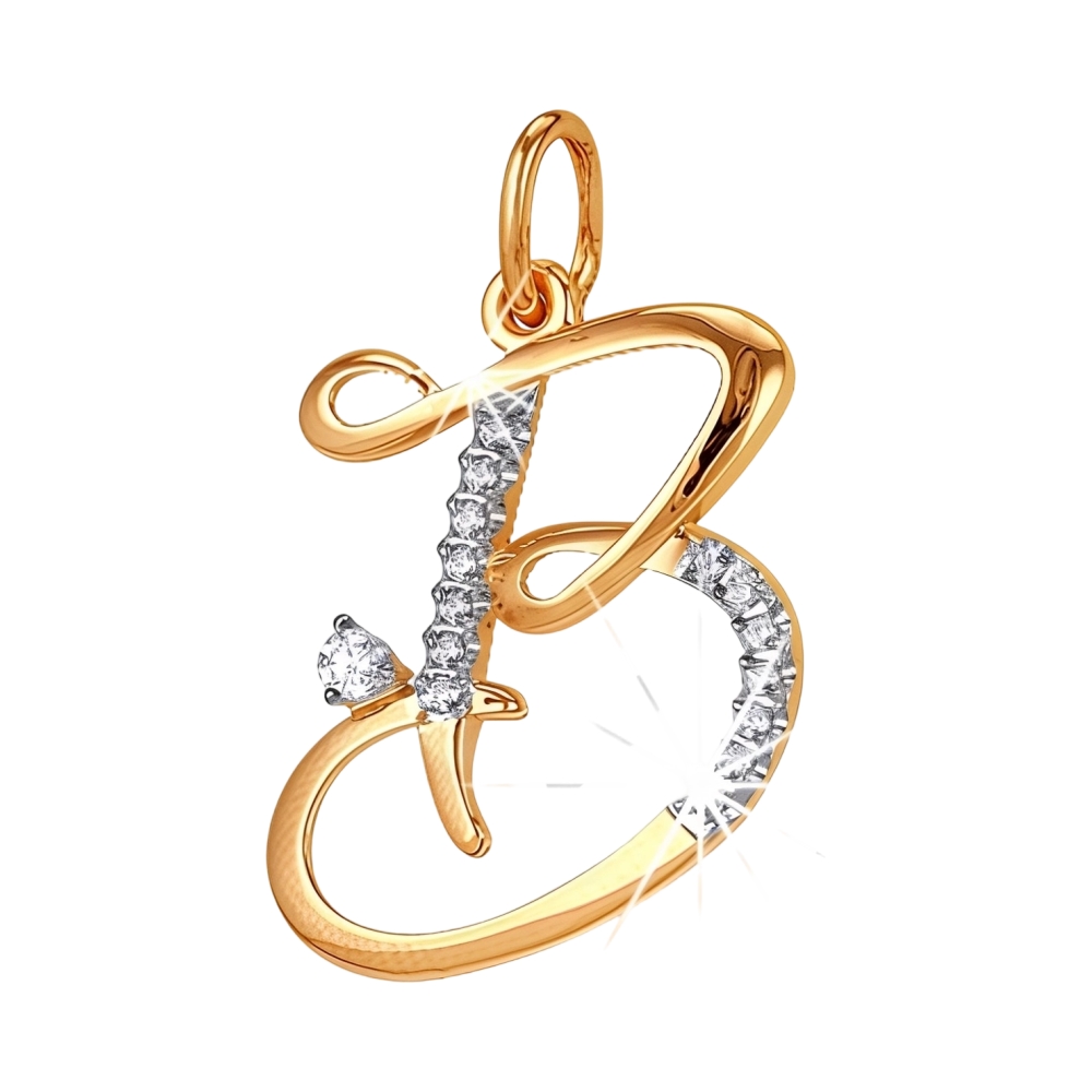 Ювелирное изделие - Подвеска из красного золота с фианитами в магазине Best-Gold 098821