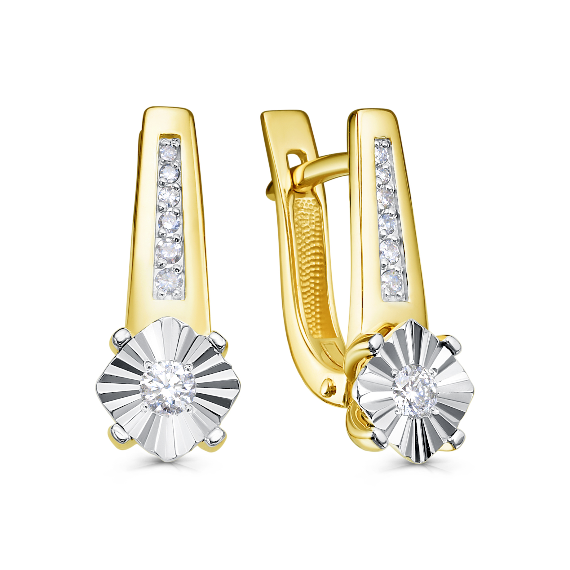 Серьги из желтого золота с бриллиантами Ювелирное изделие - Серьги из желтого золота с бриллиантами в магазине Best-Gold 150758