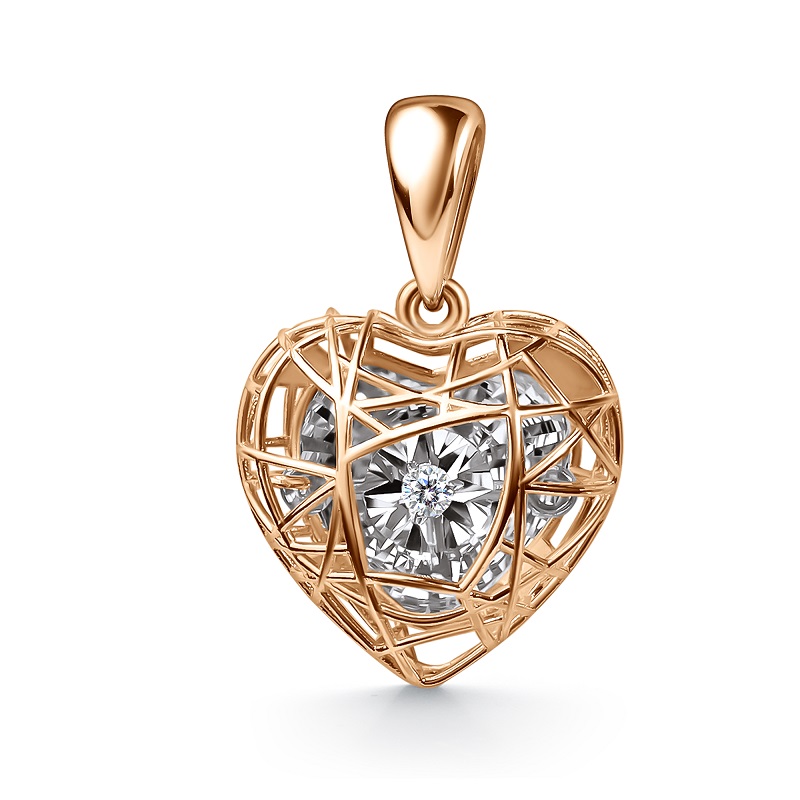 Ювелирное изделие - Подвеска из красного золота с бриллиантом в магазине Best-Gold 155009