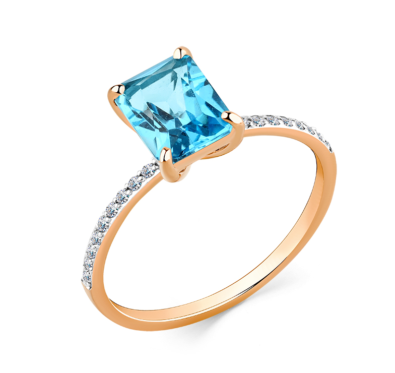 Кольцо из красного золота с топазом и фианитами Ювелирное изделие - Кольцо из красного золота с топазом и фианитами в магазине Best-Gold 080840