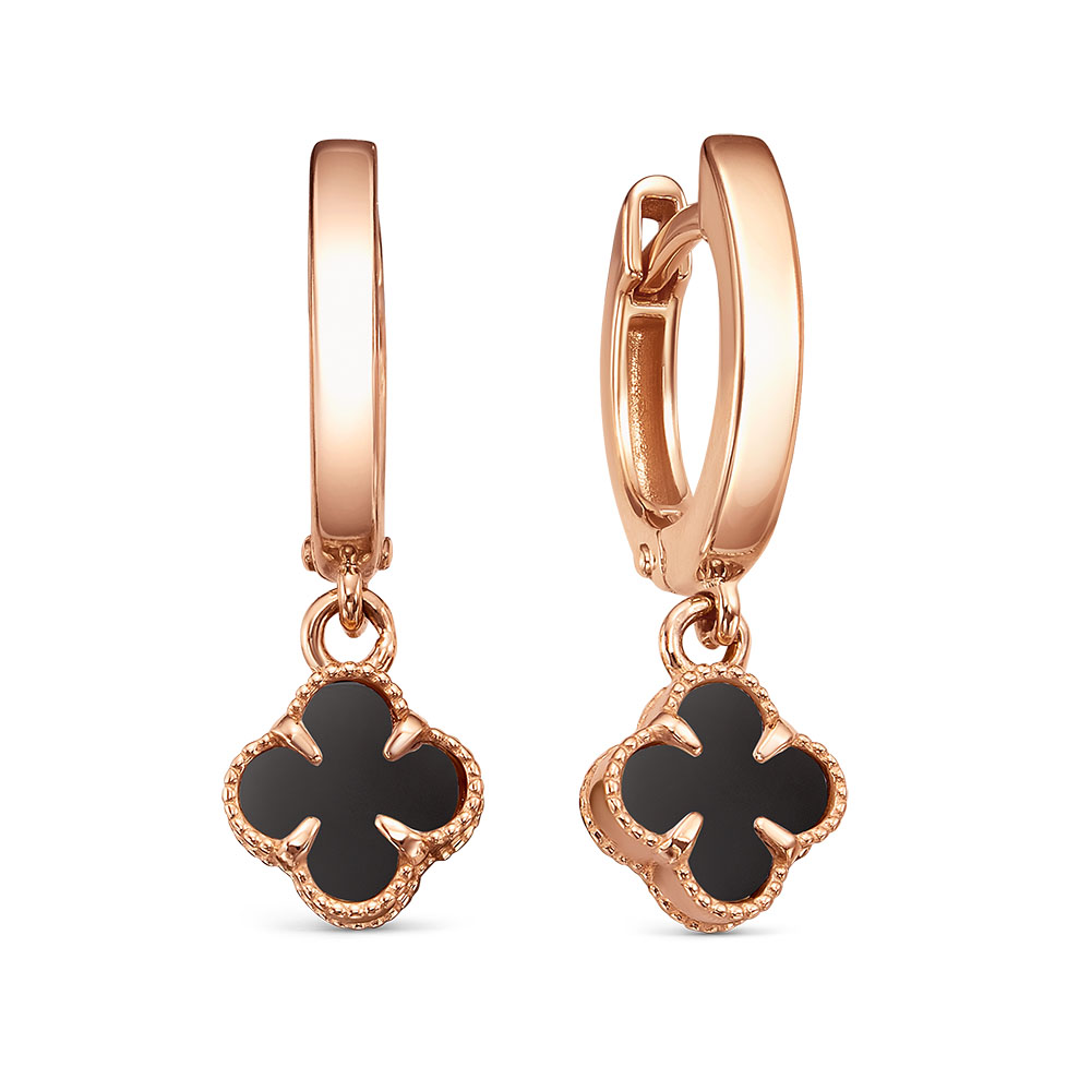 Серьги из красного золота с ониксом Ювелирное изделие - Серьги из красного золота с ониксом в магазине Best-Gold 134938