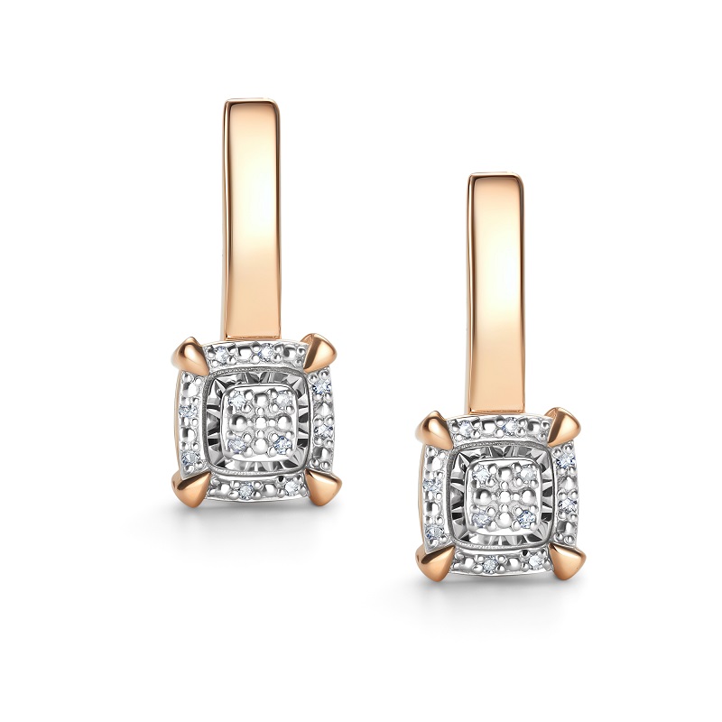 Ювелирное изделие - Серьги из красного золота с бриллиантами в магазине Best-Gold 154399