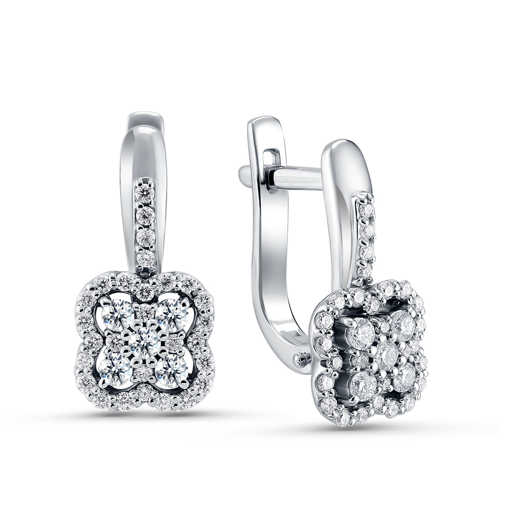 Серьги в белом золоте с бриллиантами Ювелирное изделие - Серьги в белом золоте с бриллиантами в магазине Best-Gold 131786