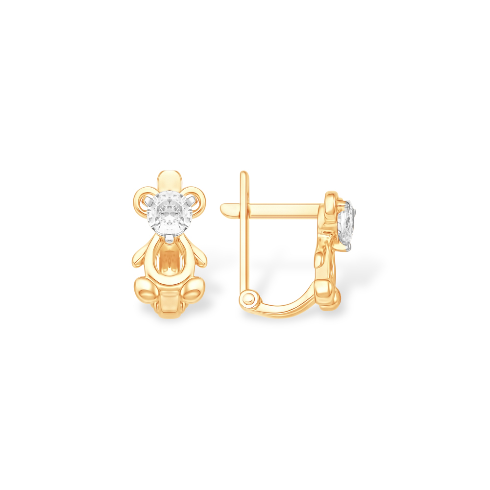 Серьги из красного золота с фианитами Ювелирное изделие - Серьги из красного золота с фианитами в магазине Best-Gold 049065