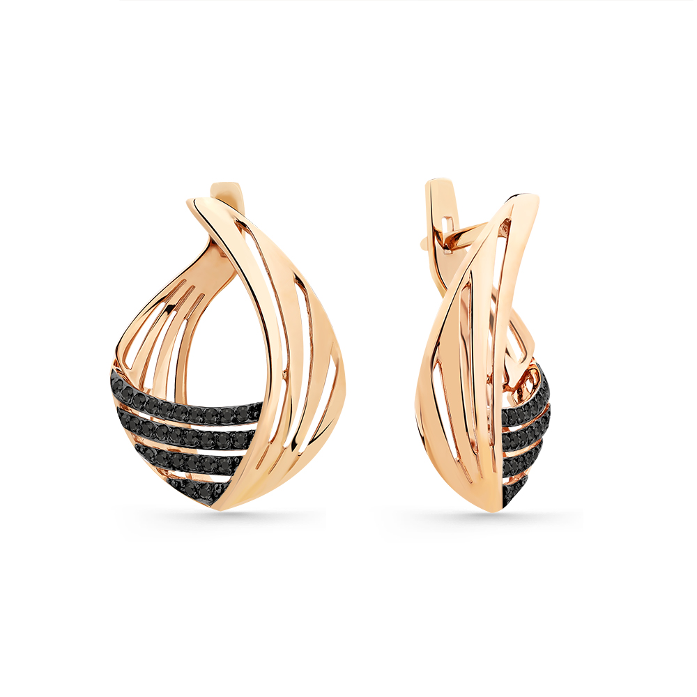 Серьги из красного золота с фианитами Ювелирное изделие - Серьги из красного золота с фианитами в магазине Best-Gold 149478