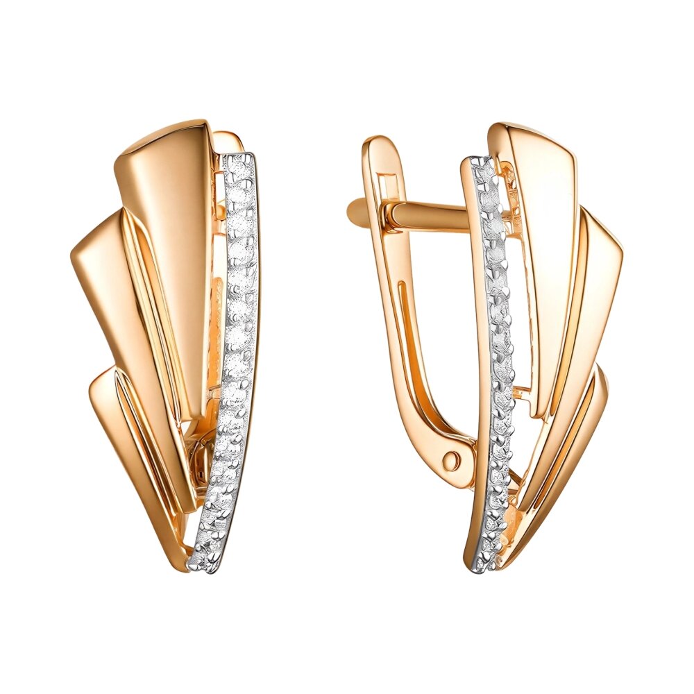 Ювелирное изделие - Серьги из красного золота с фианитами в магазине Best-Gold 143657