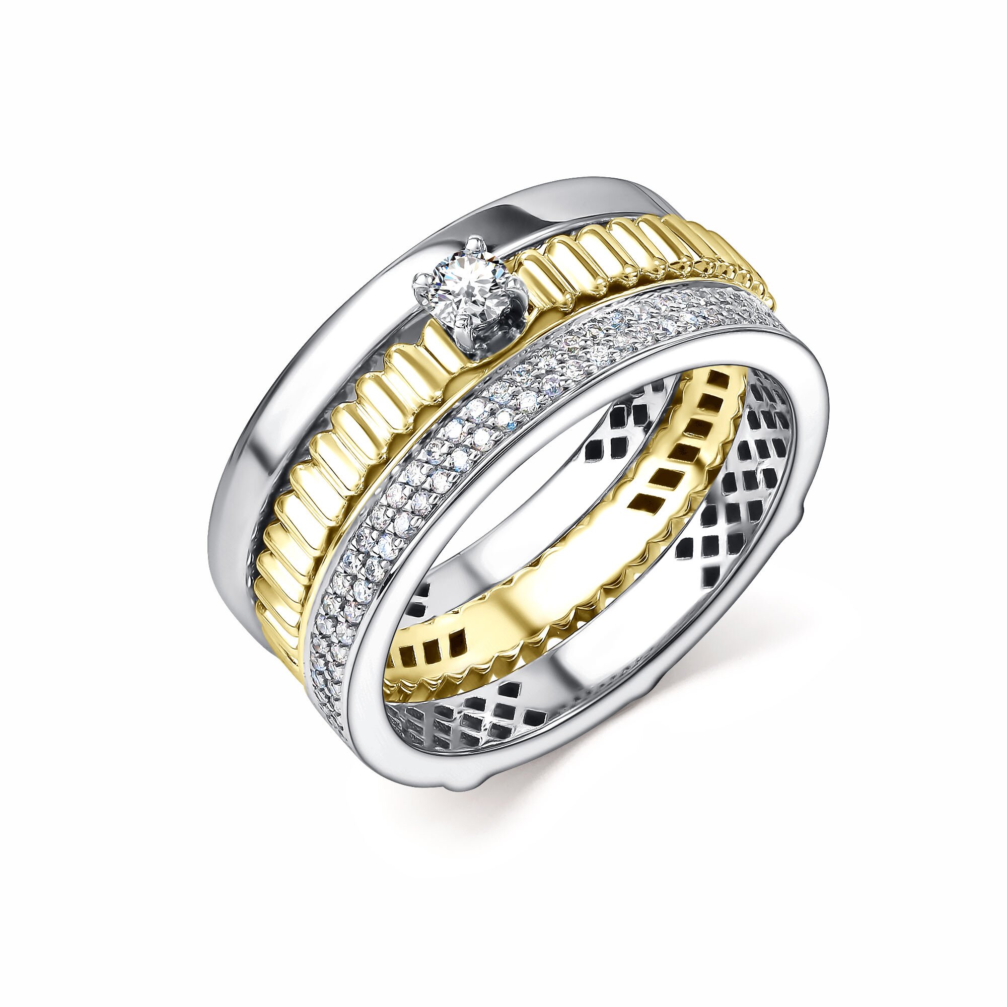 Кольцо из комбинированного золота с бриллиантами Ювелирное изделие - Кольцо из комбинированного золота с бриллиантами в магазине Best-Gold 141604