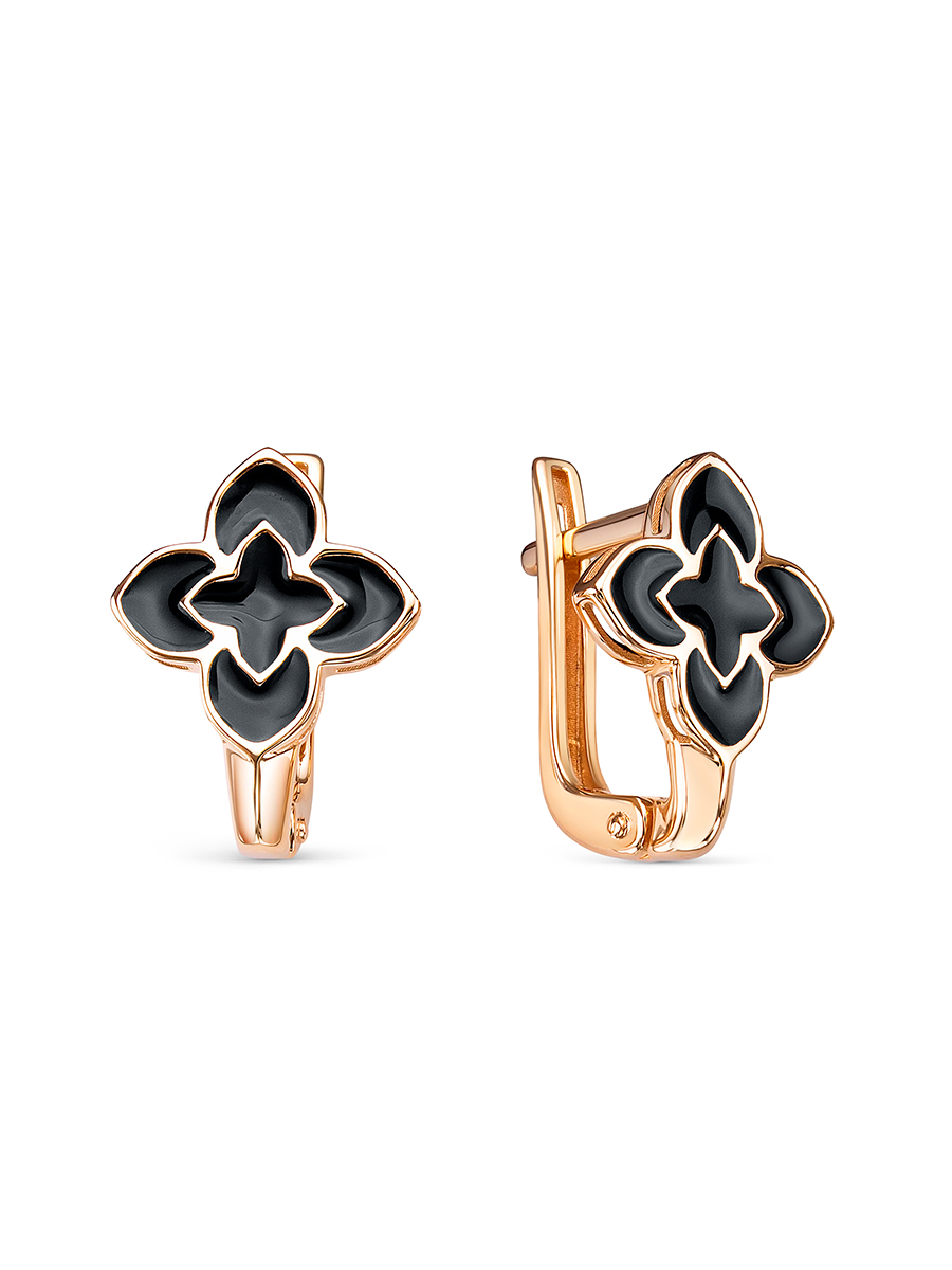 Серьги из красного золота с эмалью Ювелирное изделие - Серьги из красного золота с эмалью в магазине Best-Gold 125975