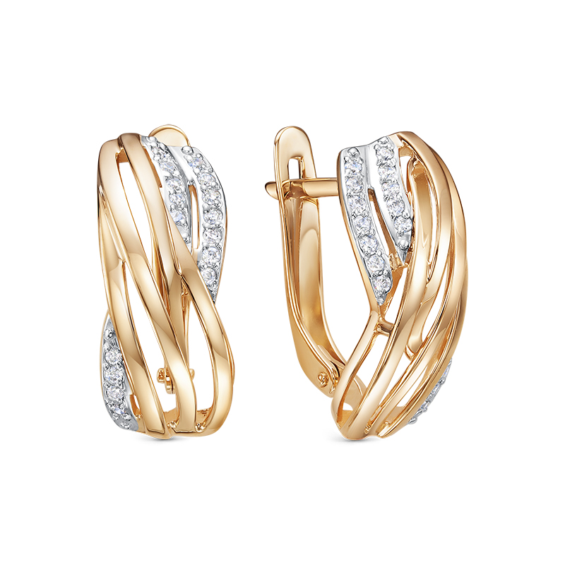 Ювелирное изделие - Серьги из красного золота с фианитами в магазине Best-Gold 142514