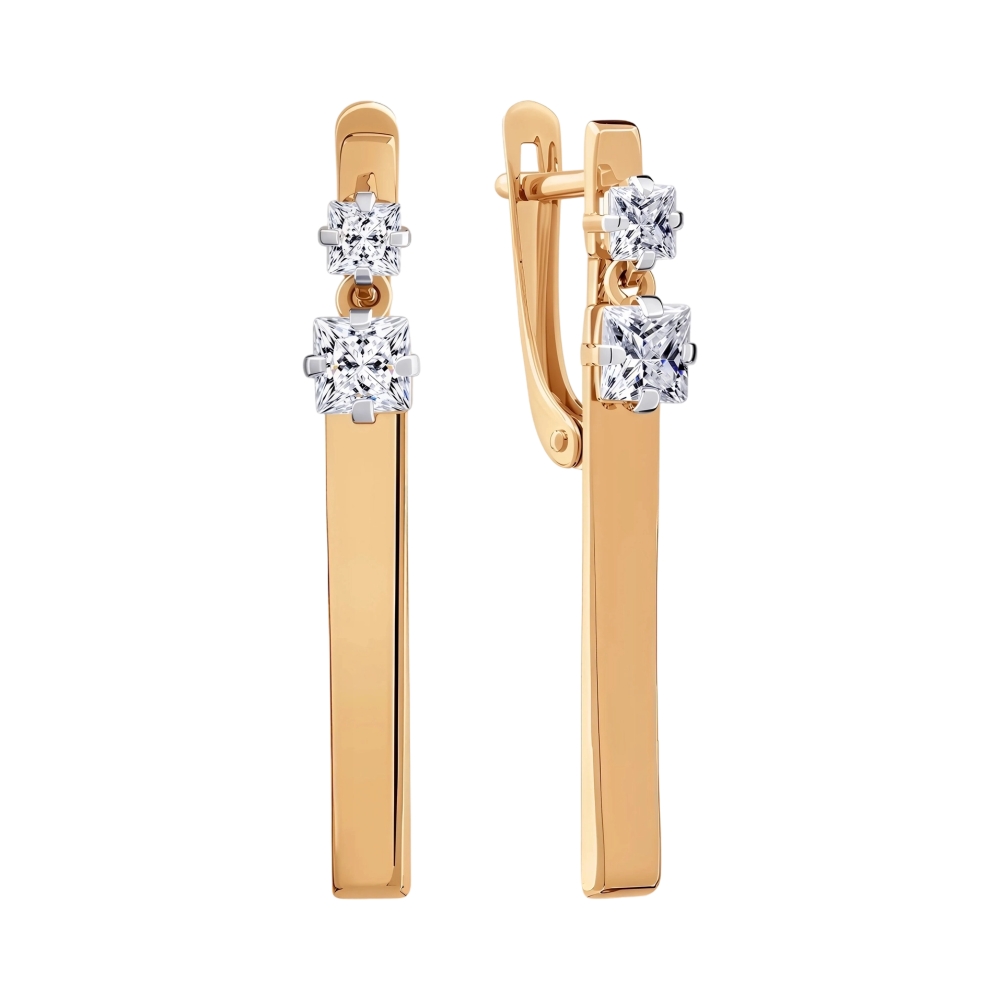 Ювелирное изделие - Серьги из красного золота с фианитами в магазине Best-Gold 155388