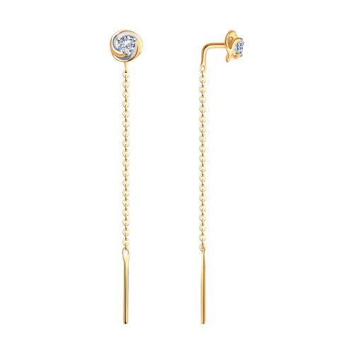 Серьги из красного золота с фианитами Ювелирное изделие - Серьги из красного золота с фианитами в магазине Best-Gold 149773