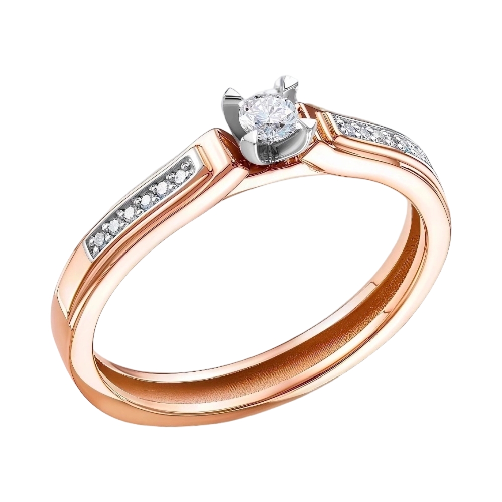 Ювелирное изделие - Кольцо из красного золота с бриллиантами в магазине Best-Gold 028821