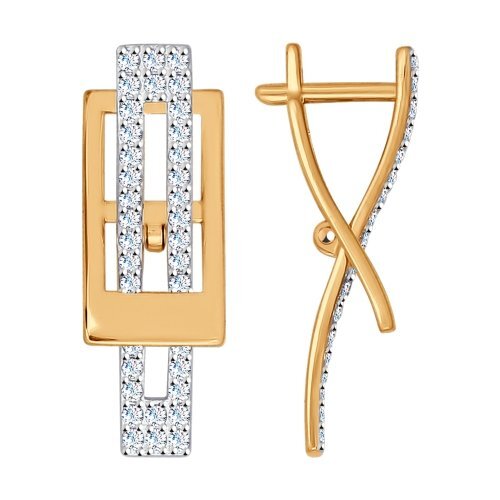 Серьги из красного золота с фианитами Ювелирное изделие - Серьги из красного золота с фианитами в магазине Best-Gold 102522