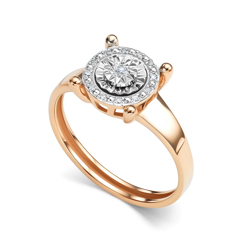 Ювелирное изделие - Кольцо из красного золота с брилиантами в магазине Best-Gold 154369