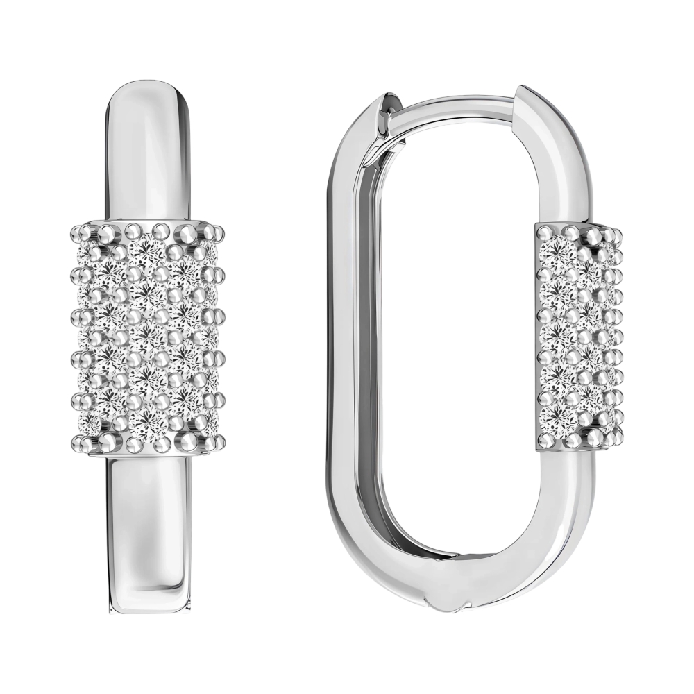 Ювелирное изделие - Серьги из белого золота с фианитами в магазине Best-Gold 155999