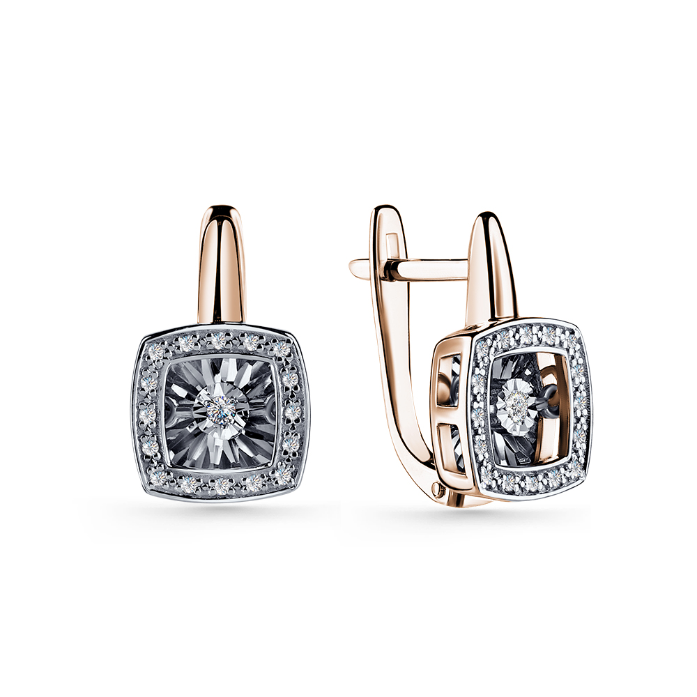 Ювелирное изделие - Серьги из красного золота с бриллиантам в магазине Best-Gold 141681