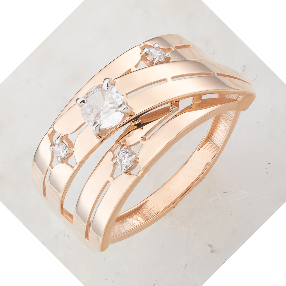 Ювелирное изделие - Кольцо из красного золота с фианитами в магазине Best-Gold 144932