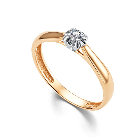 Ювелирное изделие - Кольцо помолвочное из красного золота с бриллиантом в магазине Best-Gold 007371