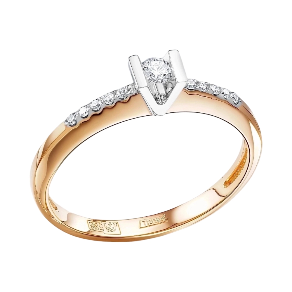 Ювелирное изделие - Кольцо из красного золота с бриллиантами в магазине Best-Gold 031621