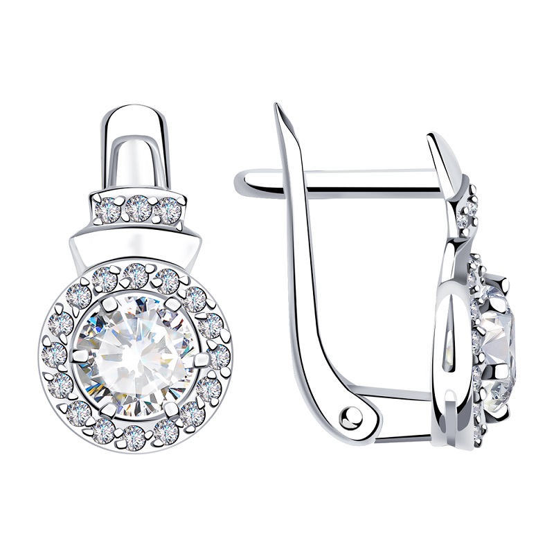 Ювелирное изделие - Серьги из белого золота с фианитами в магазине Best-Gold 102096