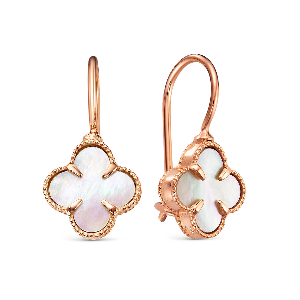 Серьги из красного золота с перламутром Ювелирное изделие - Серьги из красного золота с перламутром в магазине Best-Gold 147642