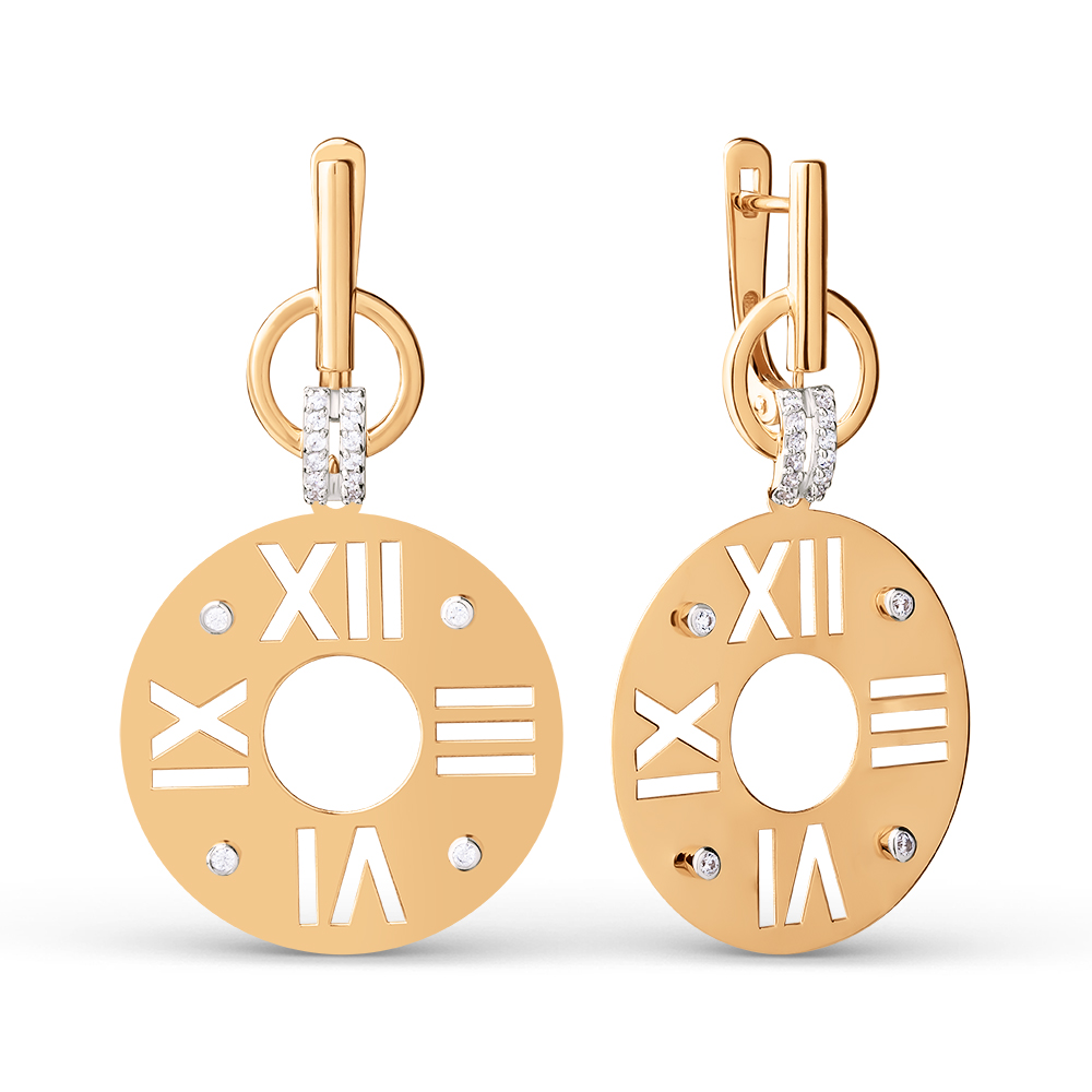 Серьги из красного золота с фианитами Ювелирное изделие - Серьги из красного золота с фианитами в магазине Best-Gold 151562