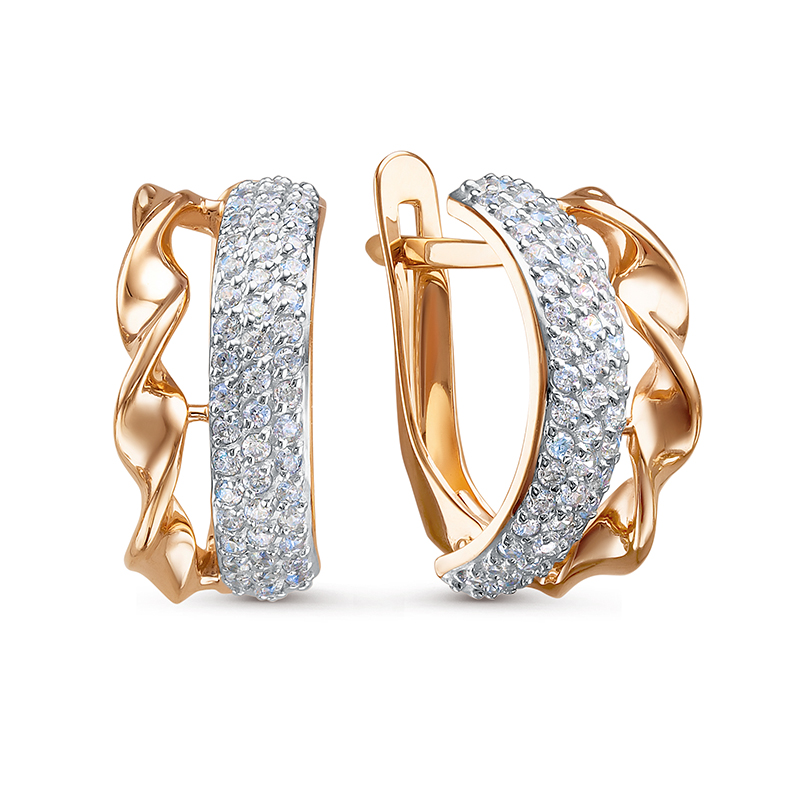 Серьги из красного золота с фианитами Ювелирное изделие - Серьги из красного золота с фианитами в магазине Best-Gold 147249