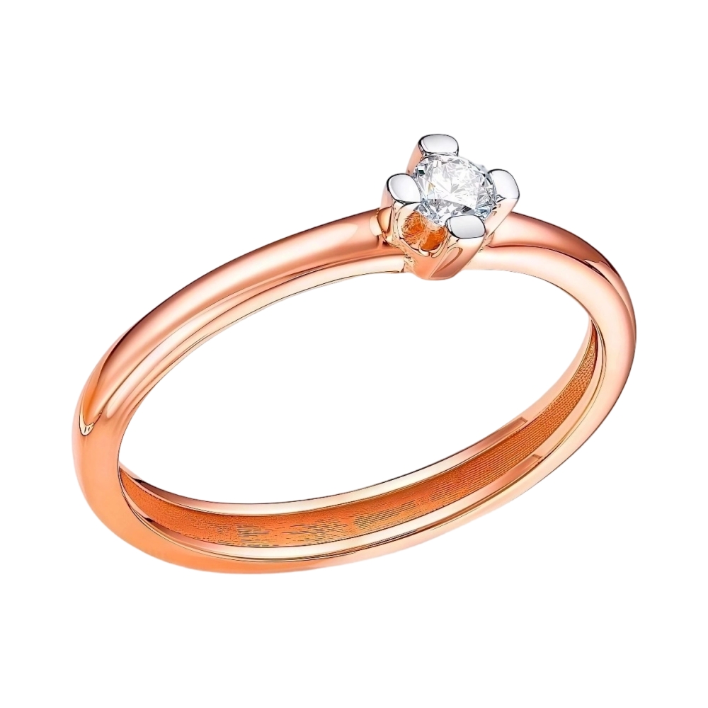 Ювелирное изделие - Кольцо помолвочное из красного золота с бриллиантом в магазине Best-Gold 041146