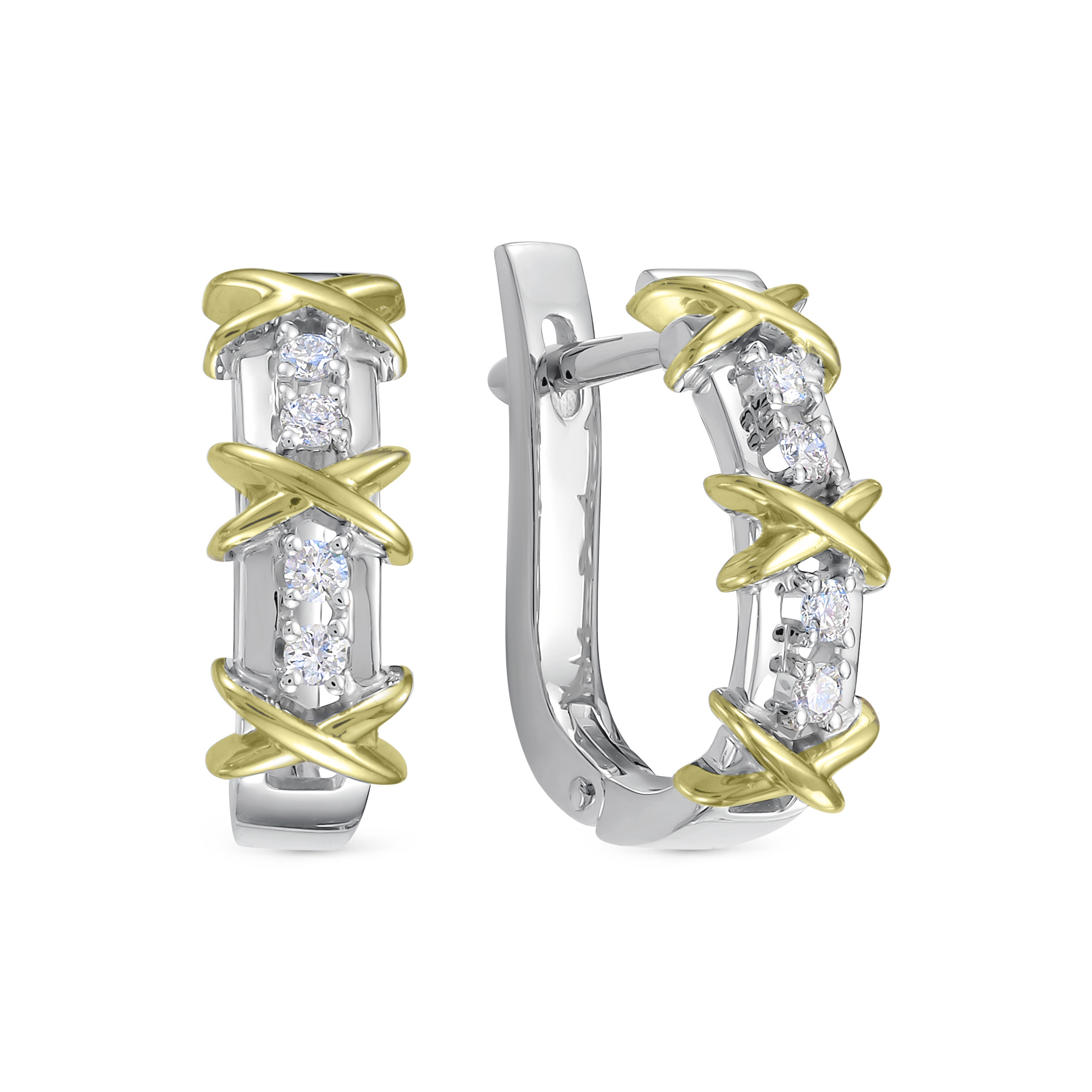 Серьги из комбинированного золота с бриллиантами Ювелирное изделие - Серьги из комбинированного золота с бриллиантами в магазине Best-Gold 028855