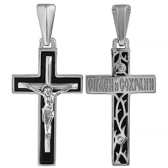 Крест из серебра с агатом Ювелирное изделие - Крест из серебра с агатом в магазине Best-Gold 128031