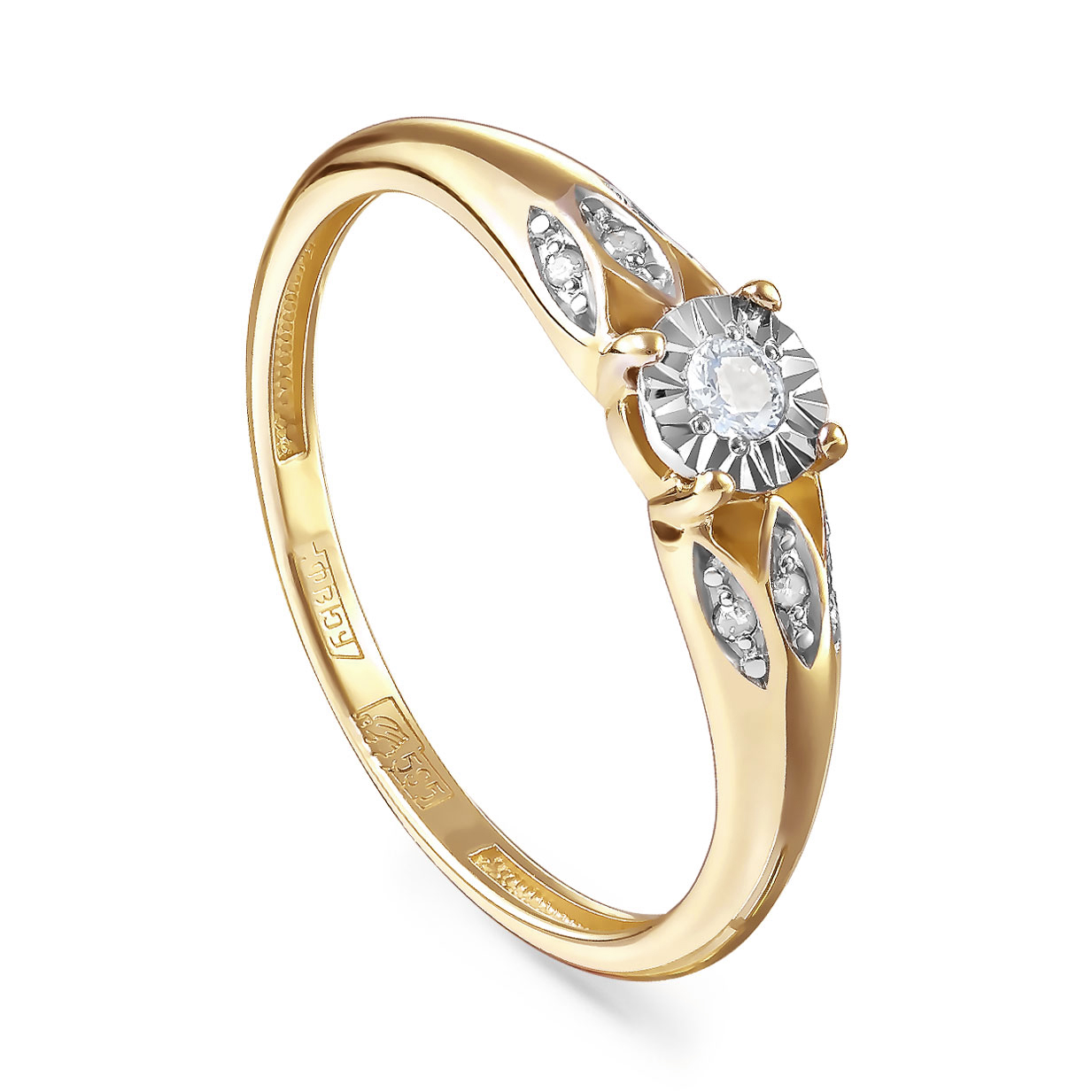 Кольцо из желтого золота с бриллиантами Ювелирное изделие - Кольцо из желтого золота с бриллиантами в магазине Best-Gold 154929