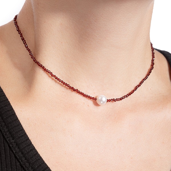 Ювелирное изделие - Колье из серебра с жемчугом и шпинелью в магазине Best-Gold 078378