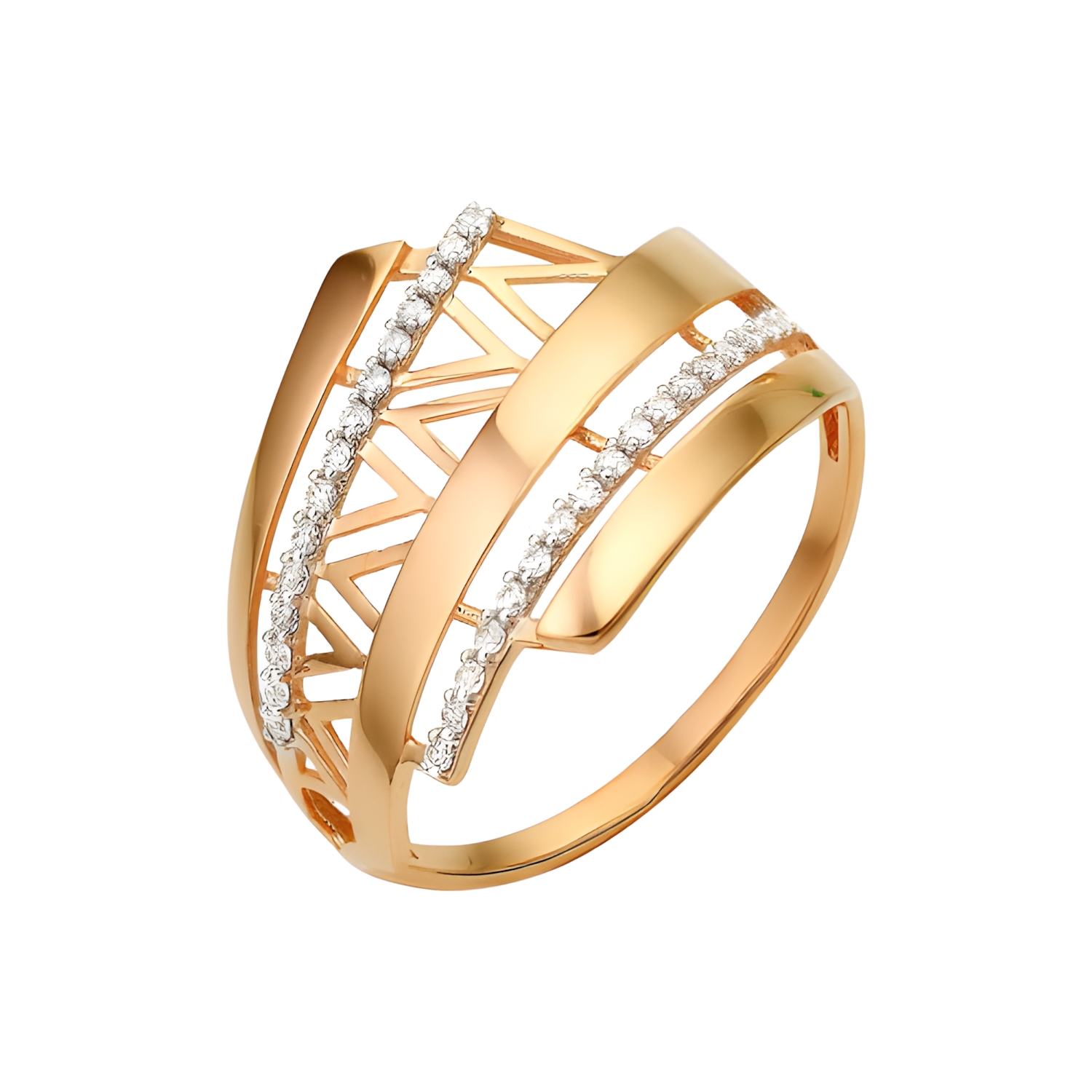 Ювелирное изделие - Кольцо из красного золота с фианитами в магазине Best-Gold 143660