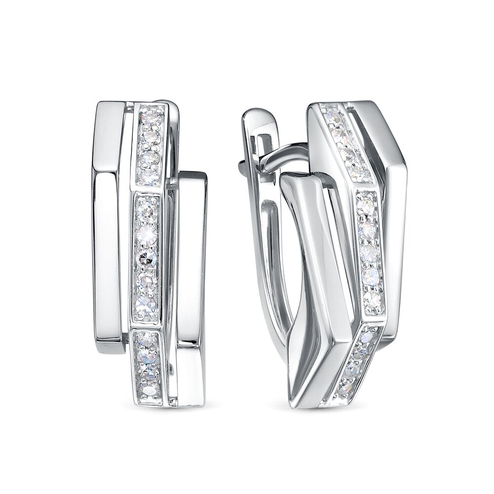 Ювелирное изделие - Серьги из белого золота с бриллиантами в магазине Best-Gold 153853